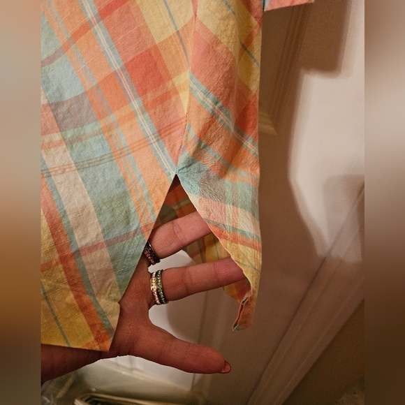 #305 LLBean- Orange or Purple V-Neck Plaid Tunic Tops- Sz. XL- - Picture 4 of 14